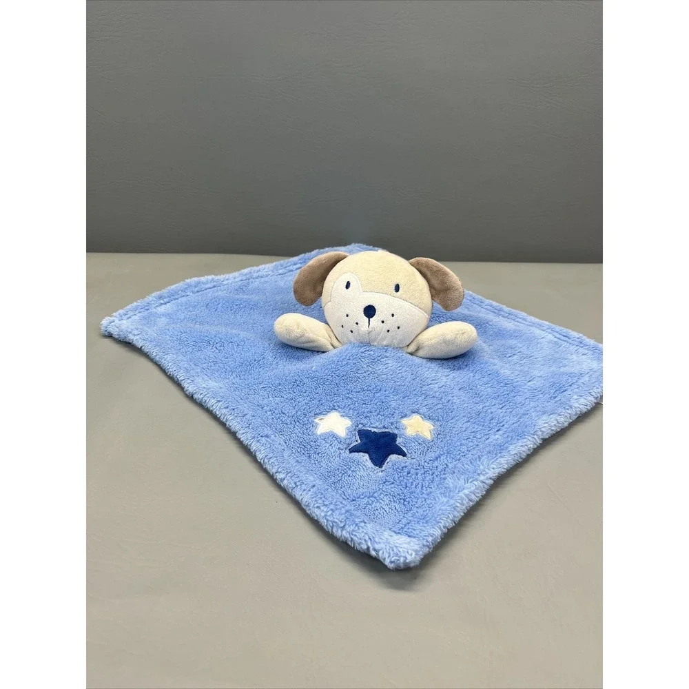 Baby Gear Blue Tan Stars Puppy Dog Security Blanket Lovey
